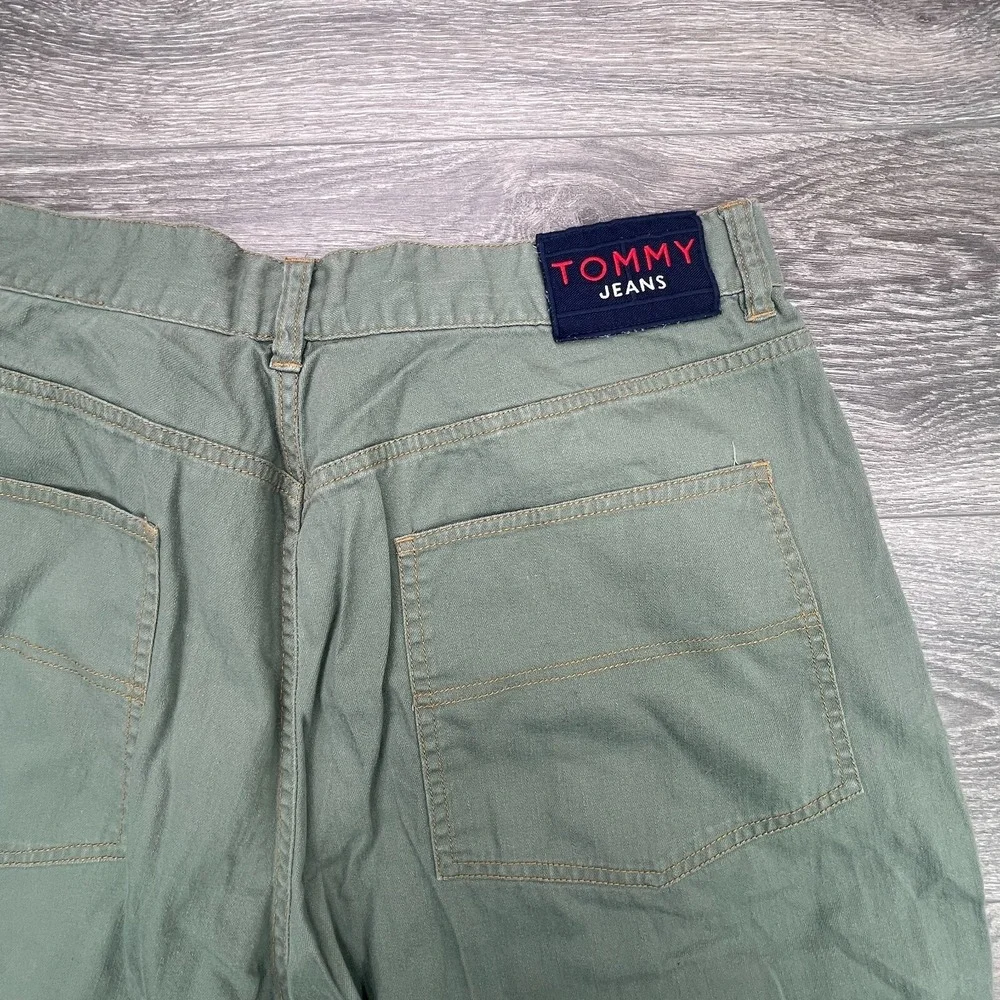 Vintage Tommy Hilfiger Cargo Shorts Mens 36 Green Belted Utility Baggy Y2K
